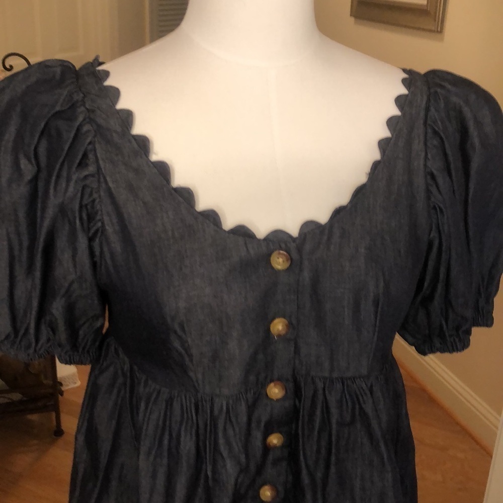 Kika Vargas Blue/Black Blouse with Scalloped Neck Size Various NWT - Picture 4 of 10